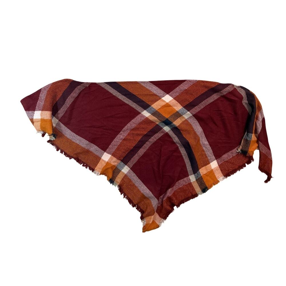 Ellen Tracy Gingham burgundy and orange shawl